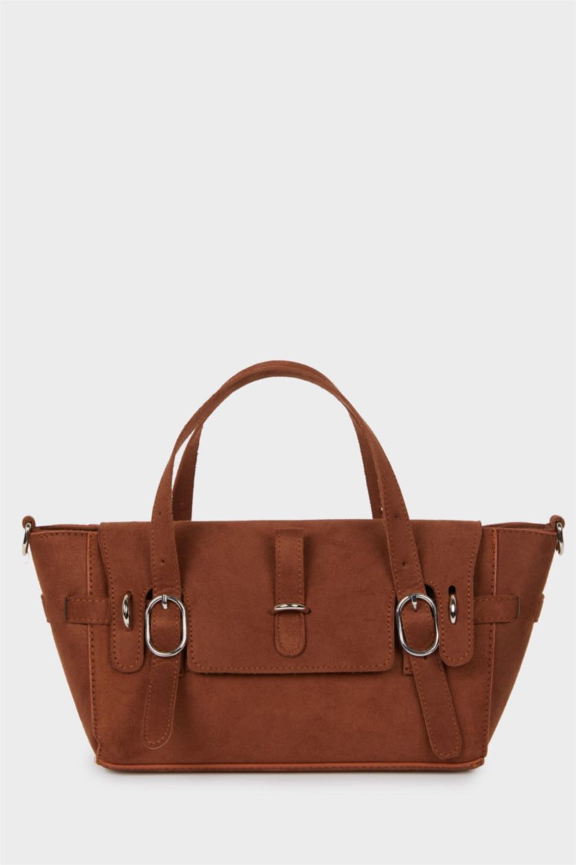 Woman Tan Woman Suede Shoulder Bag