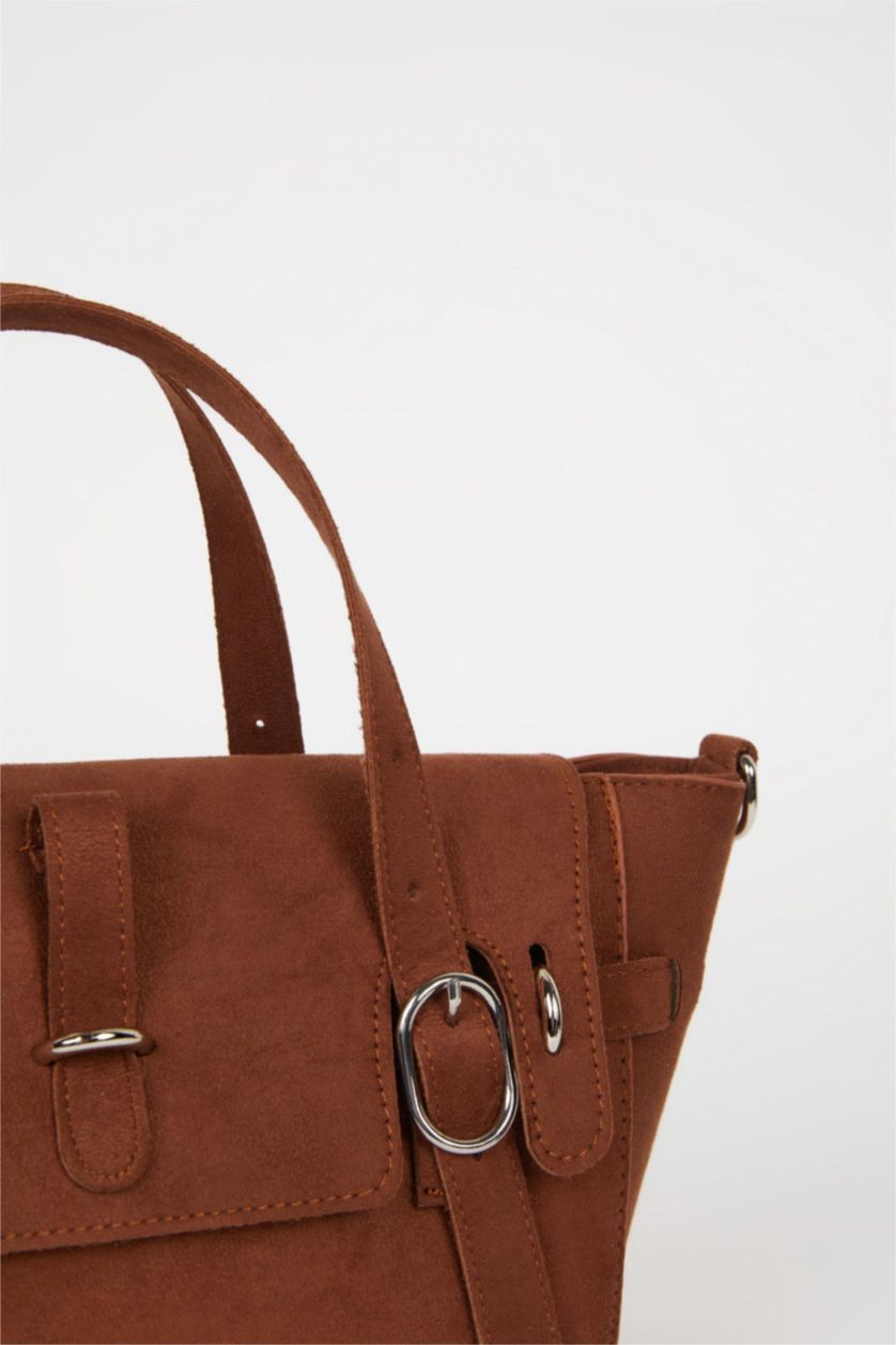 Woman Tan Woman Suede Shoulder Bag