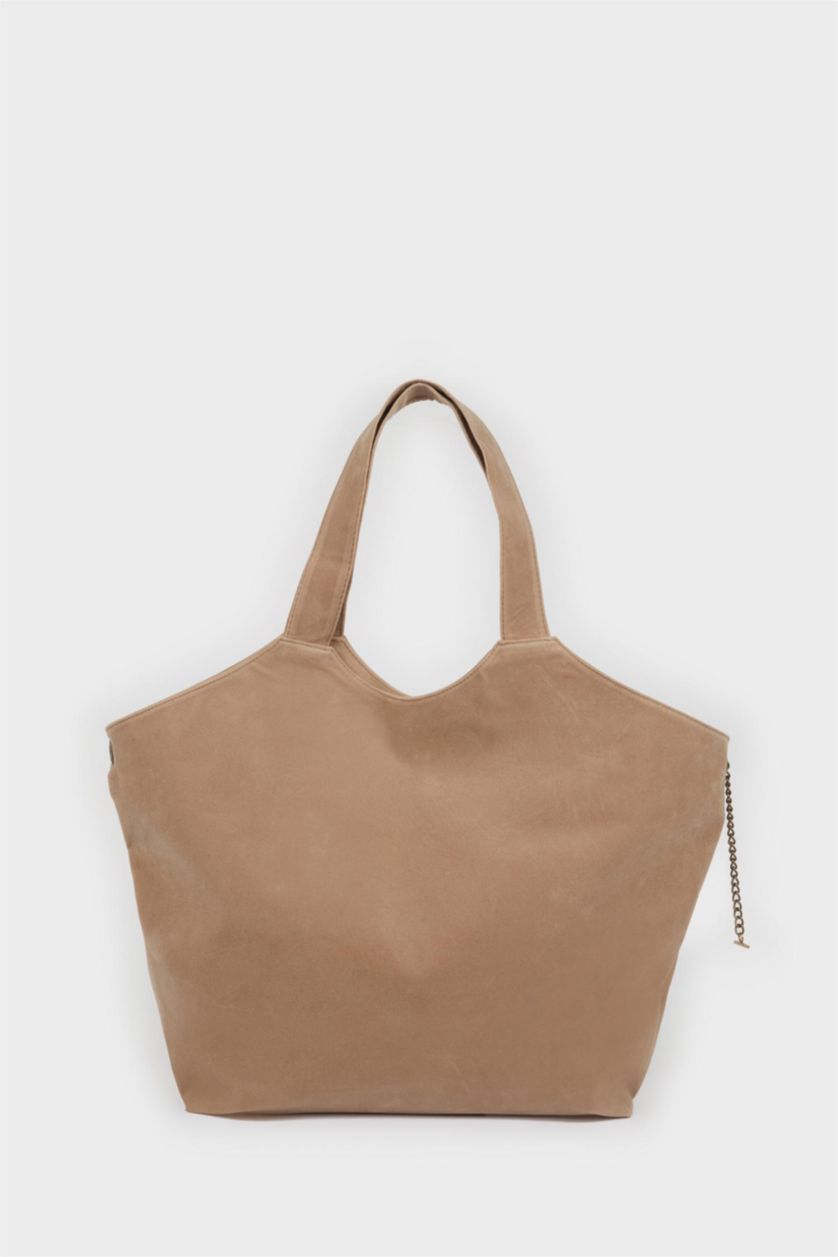 Kadın Bej Kadın Maksi Süet Omuz Çantası