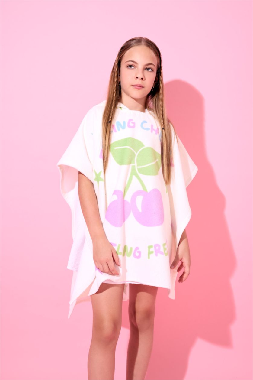 Kız Çocuk - Genç Kız Vizon Kız Çocuk Desenli Pamuklu Panço Havlu