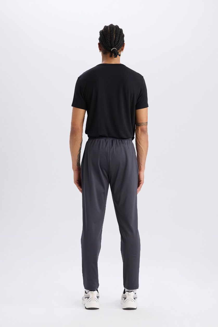 Erkek Antrasit Sporcu Jogger Eşofman Altı Slim Fit Dar Kesim Standart Paça Skuba Dalgıç Kumaş Beli Lastikli Düz Paça
