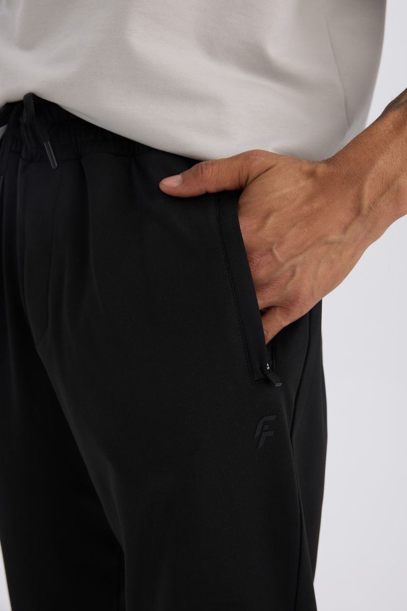 Erkek Siyah Sporcu Jogger Eşofman Altı Slim Fit Dar Kesim Standart Paça Skuba Dalgıç Kumaş Beli Lastikli Düz Paça