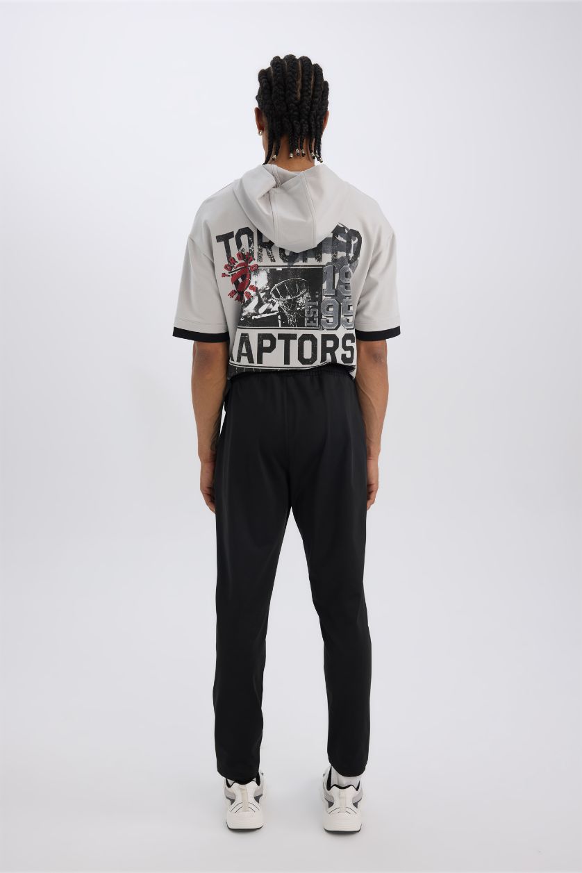 Erkek Siyah Sporcu Jogger Eşofman Altı Slim Fit Dar Kesim Standart Paça Skuba Dalgıç Kumaş Beli Lastikli Düz Paça