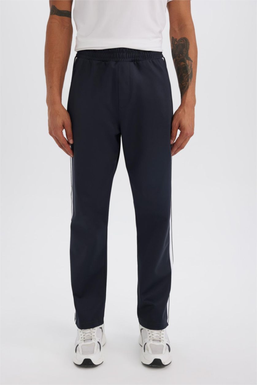 Erkek Antrasit Sporcu Jogger Eşofman Altı Standart Fit Standart Paça Skuba Dalgıç Kumaş Beli Lastikli Düz Paça