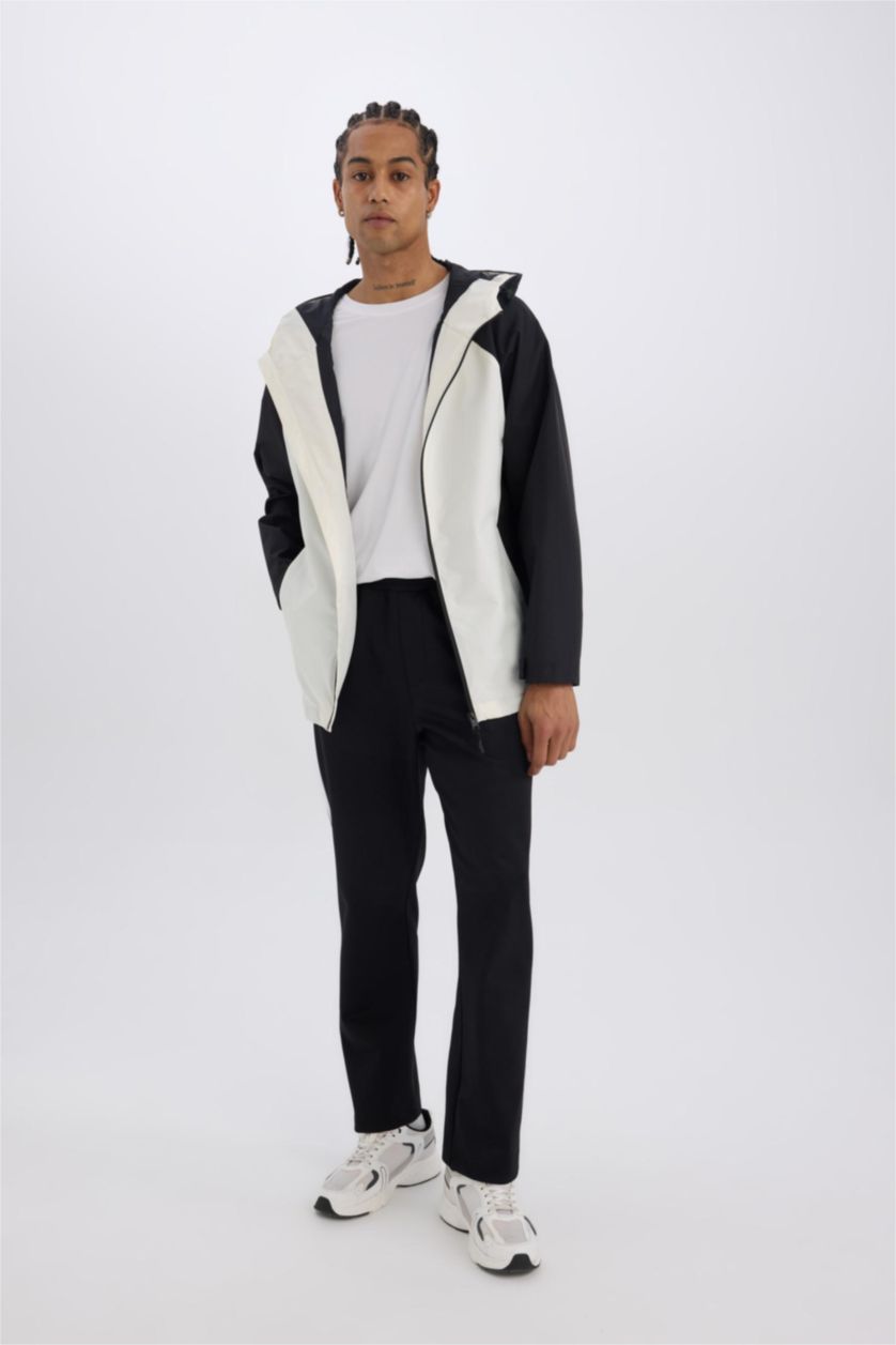 Erkek Siyah Sporcu Jogger Eşofman Altı Standart Fit Standart Paça Skuba Dalgıç Kumaş Beli Lastikli Düz Paça