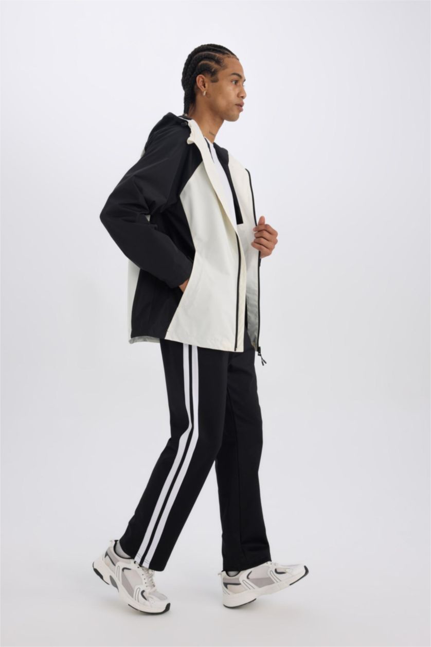 Erkek Siyah Sporcu Jogger Eşofman Altı Standart Fit Standart Paça Skuba Dalgıç Kumaş Beli Lastikli Düz Paça