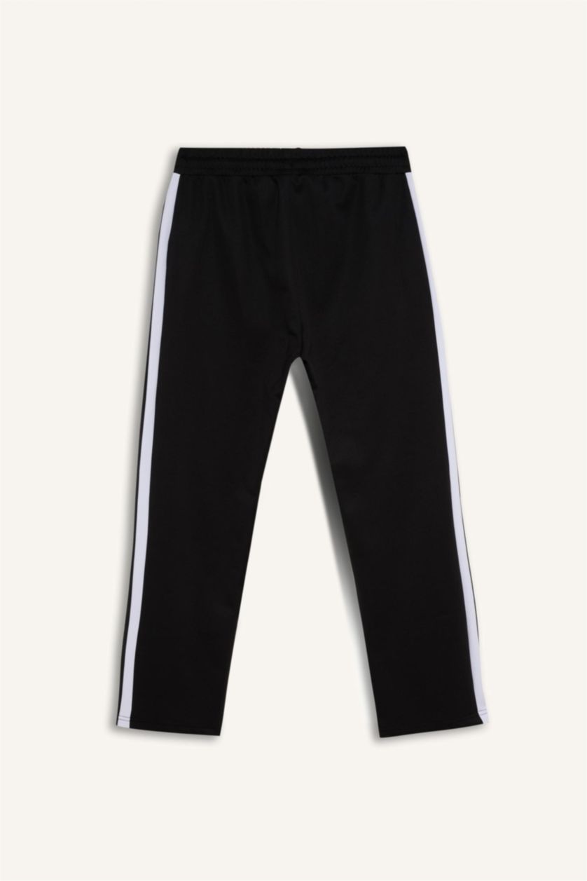 Erkek Siyah Sporcu Jogger Eşofman Altı Standart Fit Standart Paça Skuba Dalgıç Kumaş Beli Lastikli Düz Paça