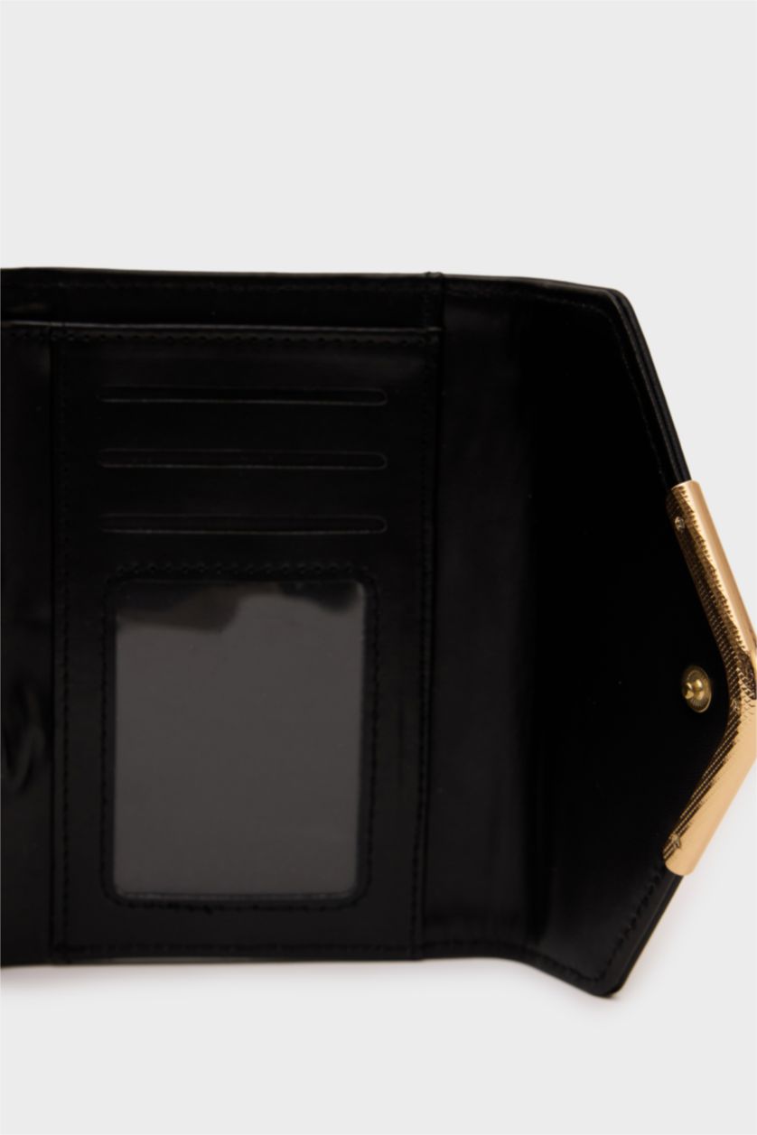 نساء أسود محفظة جلد صناعي