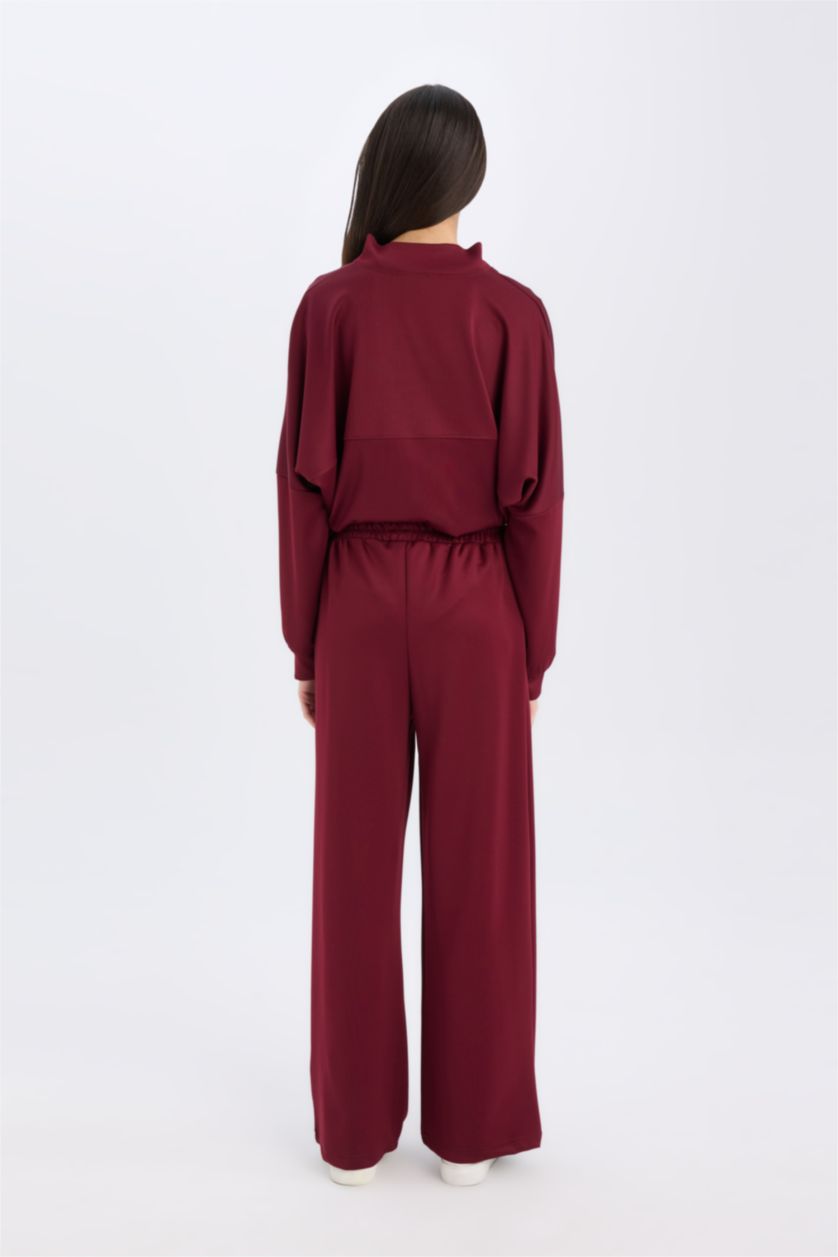 نساء خمري بنطرون سويت بانتس سادة وايد ليج برجل واسع