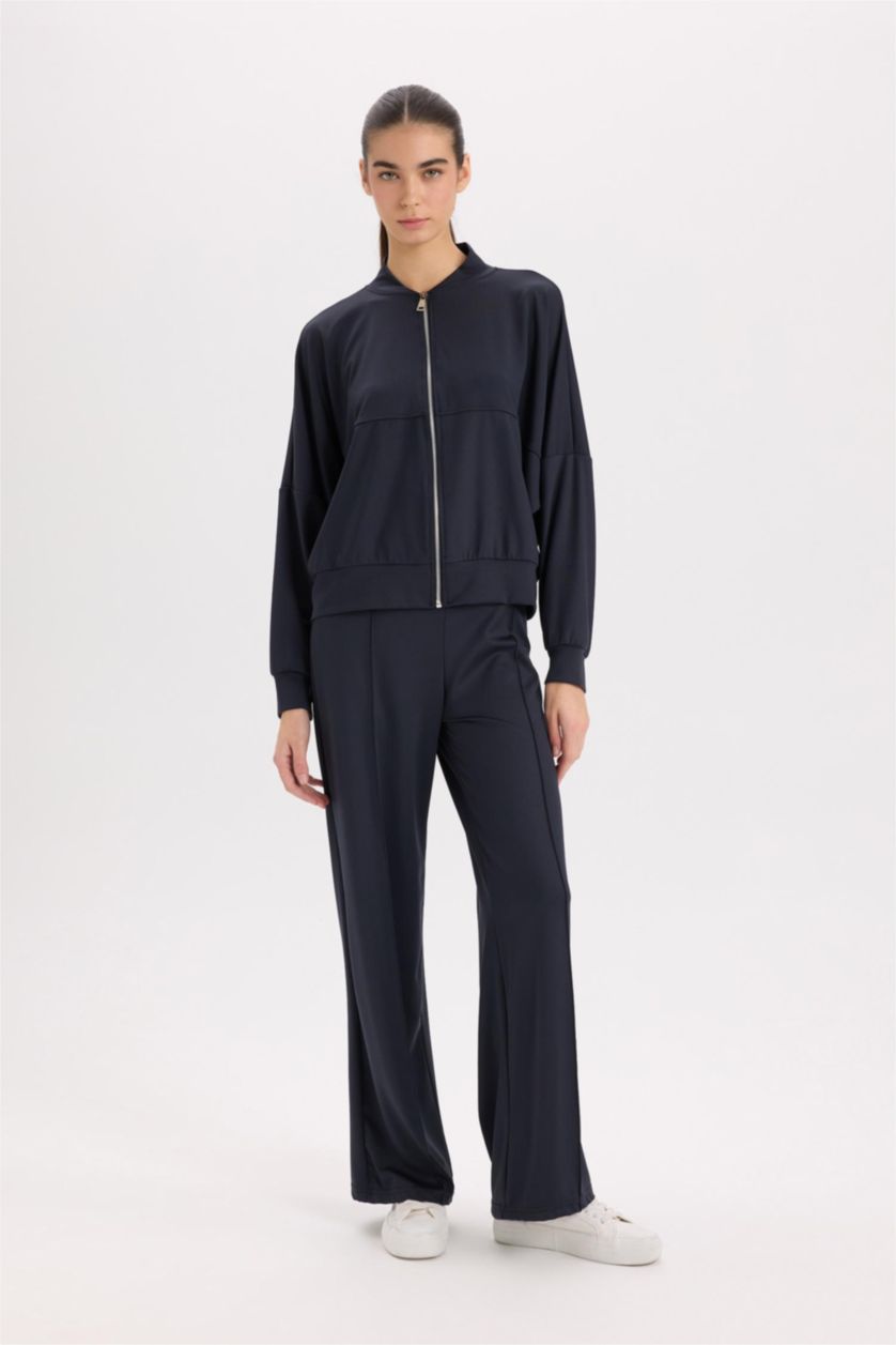 Женщины Синий Штаны Wide Leg широкие базовые