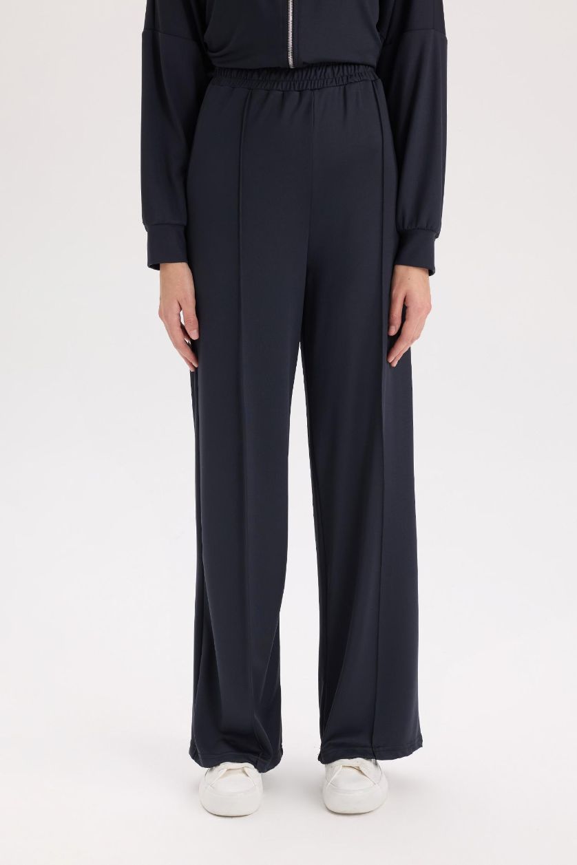 Женщины Синий Штаны Wide Leg широкие базовые