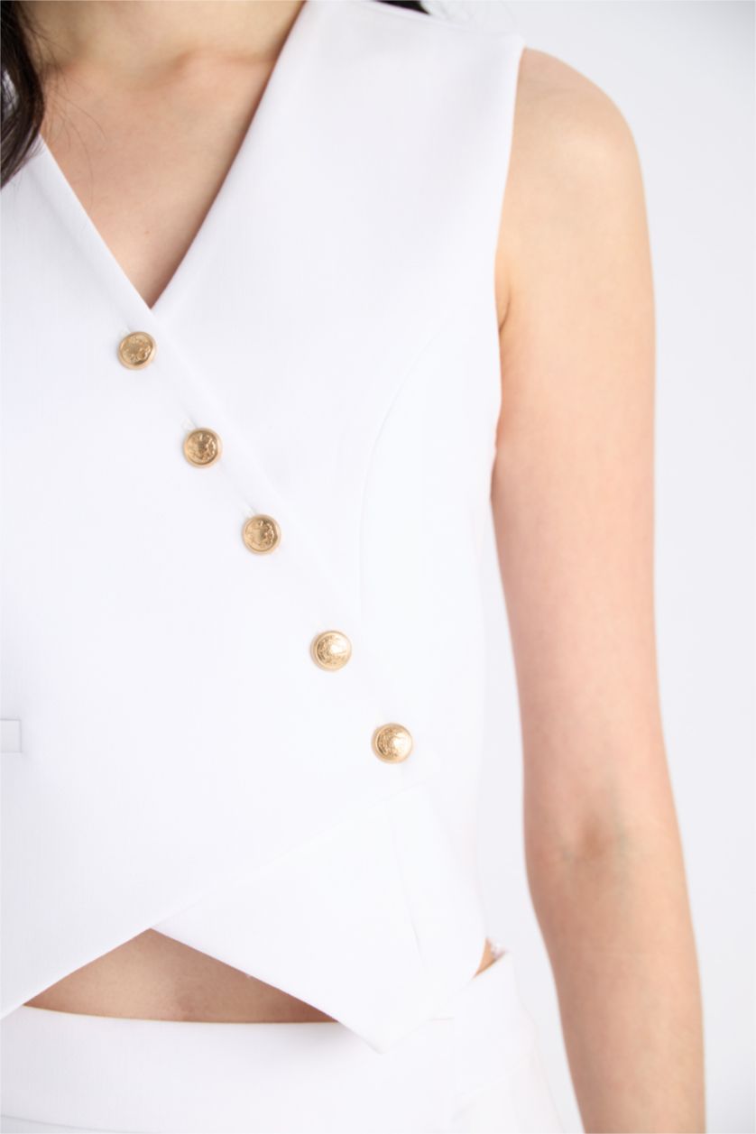 Әйелдерге экру ассиметриялы v жаға Жилет