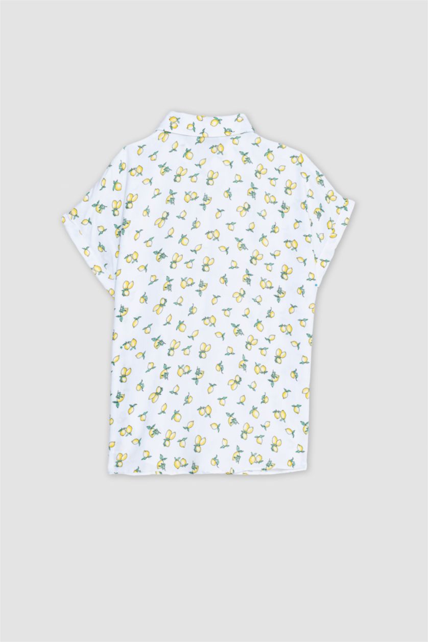 حريمي أصفر قميص نص كم اصفر فيسكوز قصة عادية