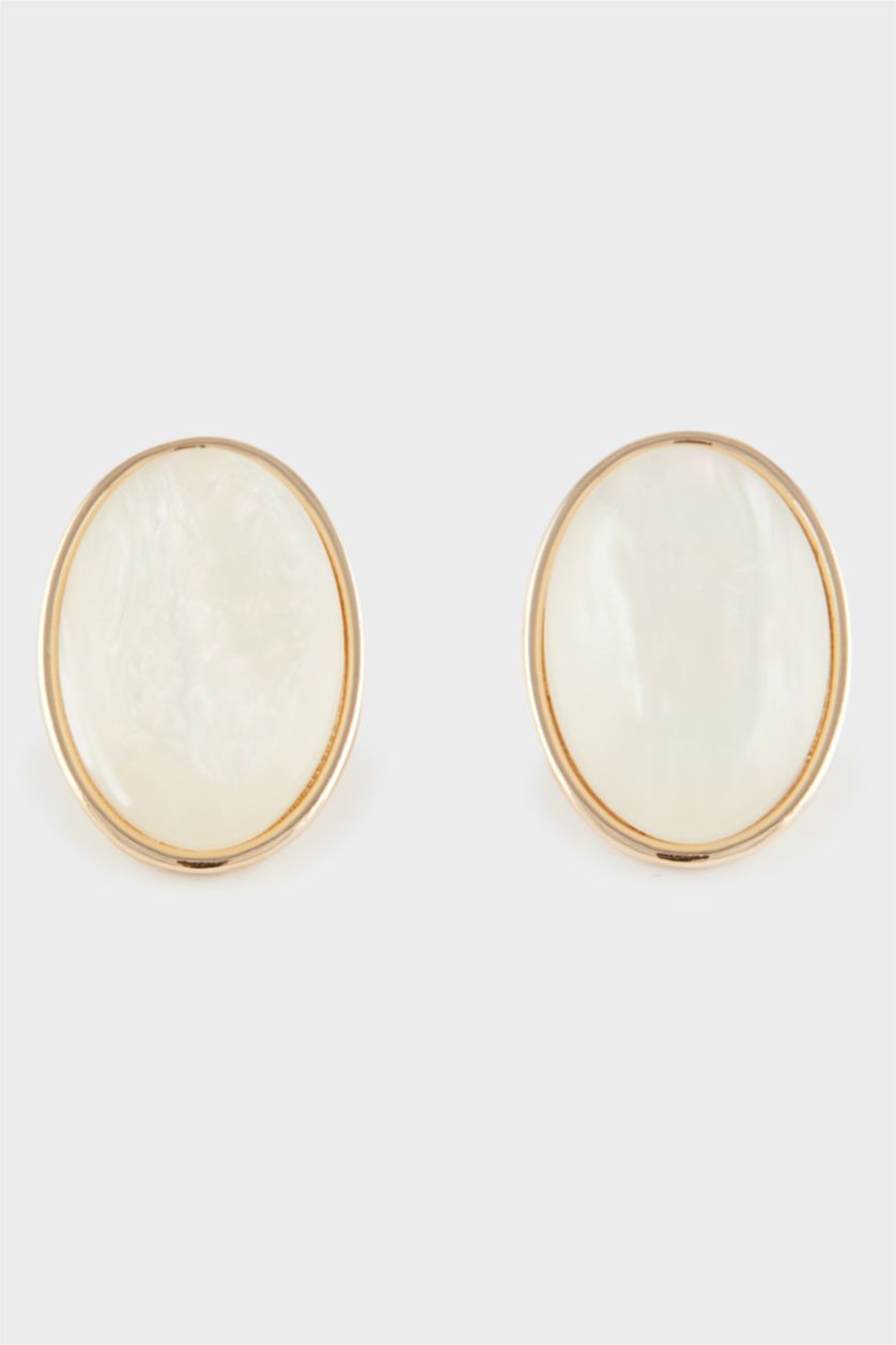 Kadın Beyaz Kadın Gold Detaylı Halka Küpe