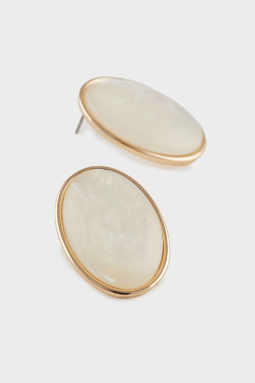 Kadın Beyaz Kadın Gold Detaylı Halka Küpe