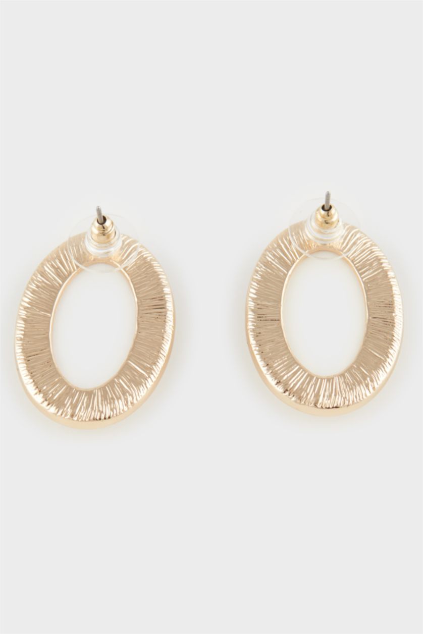 Kadın Beyaz Kadın Gold Detaylı Halka Küpe