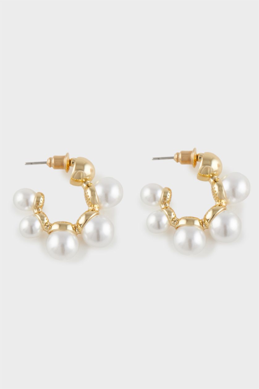 Woman White Woman 2 Piece Gold Earrings