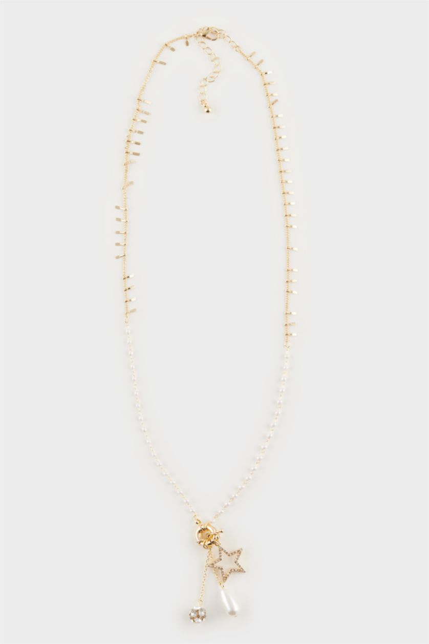 Kadın Altın Kadın Yıldız Detaylı Kolye