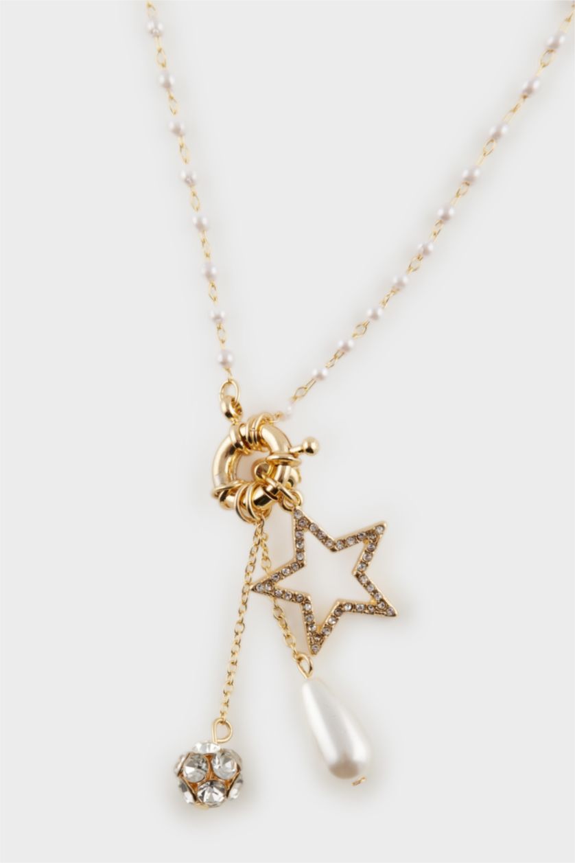 Kadın Altın Kadın Yıldız Detaylı Kolye