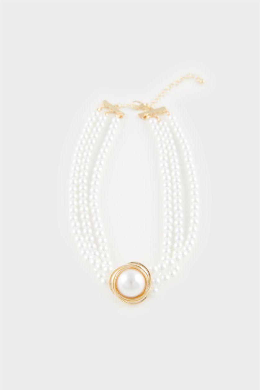 Kadın Beyaz Kadın İnci Detaylı Kolye