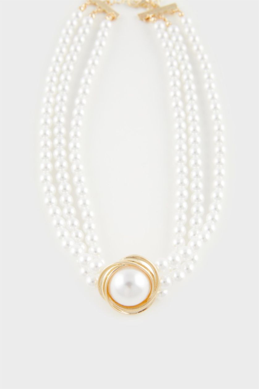 Kadın Beyaz Kadın İnci Detaylı Kolye