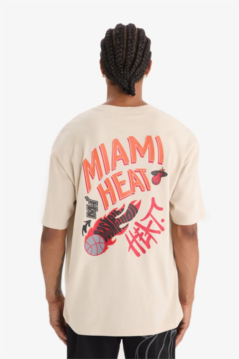 Ерлер Құм NBA Miami Heat Лицензиялық дөңгелек жаға Футболка
