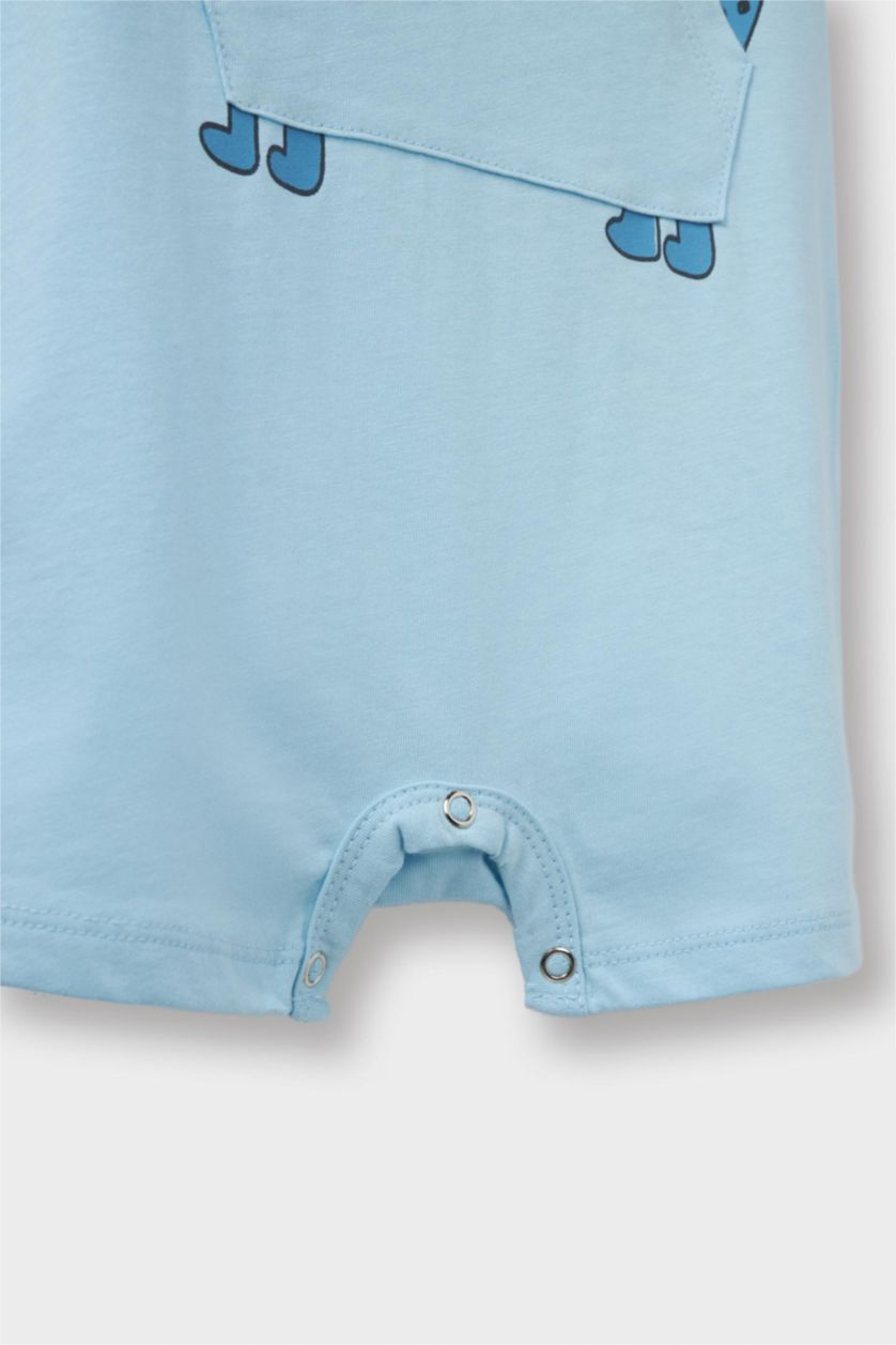 طفلة صغيرة أزرق جمبسوت بيبي اولادي بطبعة ديناصور - قطعتين