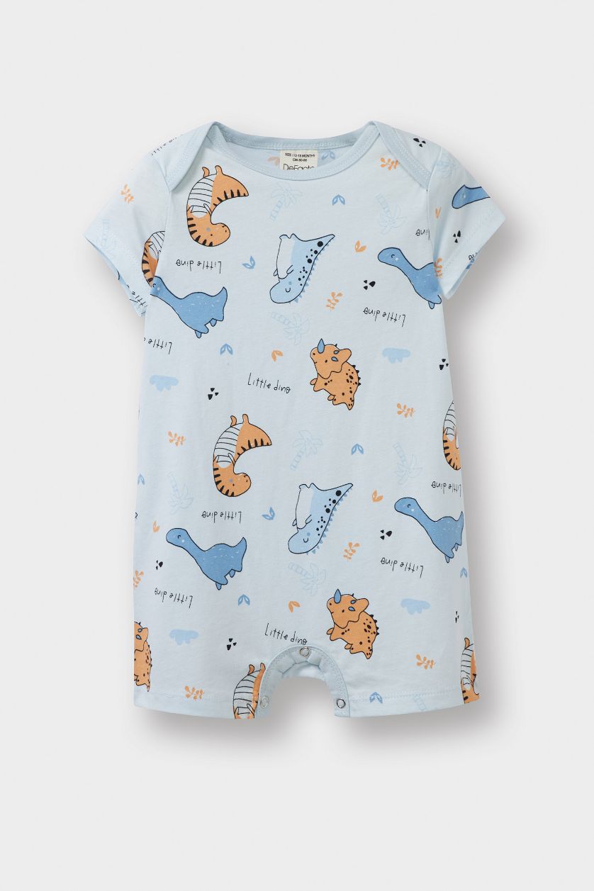 طفلة صغيرة أزرق جمبسوت بيبي اولادي بطبعة ديناصور - قطعتين