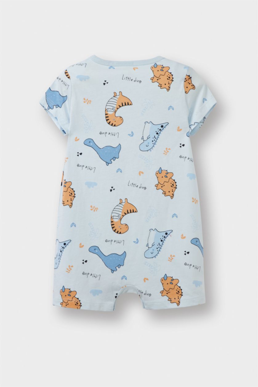 طفلة صغيرة أزرق جمبسوت بيبي اولادي بطبعة ديناصور - قطعتين