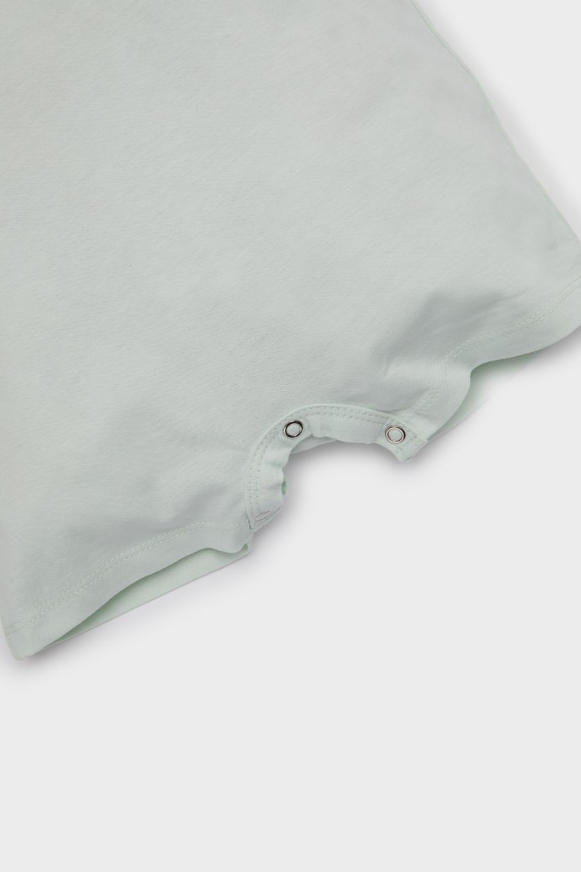 Erkek Bebek Deniz Mavisi Araç Baskılı Penye Kısa Kollu Tulum Erkek Bebek Yenidoğan