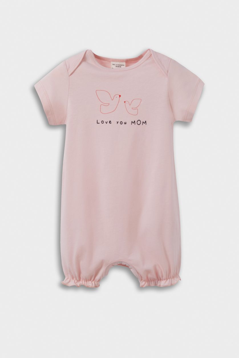 طفلة صغيرة أزرق فاتح جمبسوت بيبي بناتي مطبوع - قطعتين