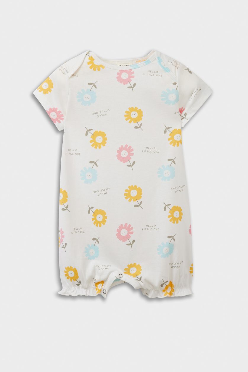 طفلة صغيرة اوف وايت جمبسوت بيبي بناتي فلورال ممشط - قطعتين