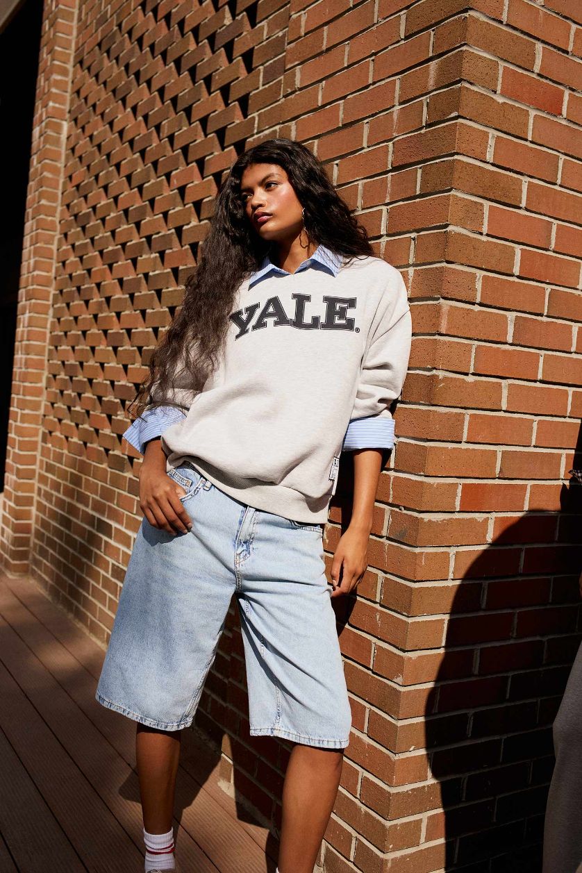 Woman Blue High Waist Denim Bermuda Shorts