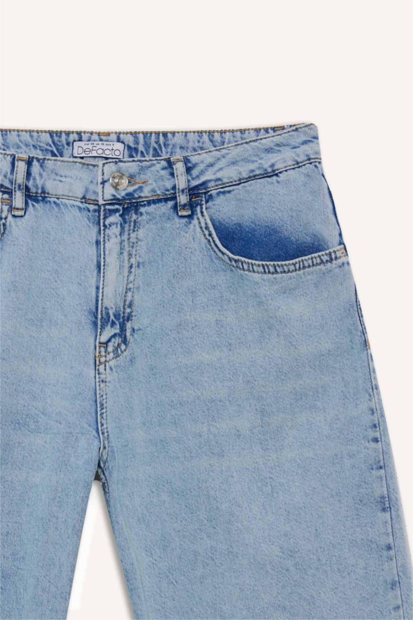 نساء أزرق شورت جينز بخصر عالي