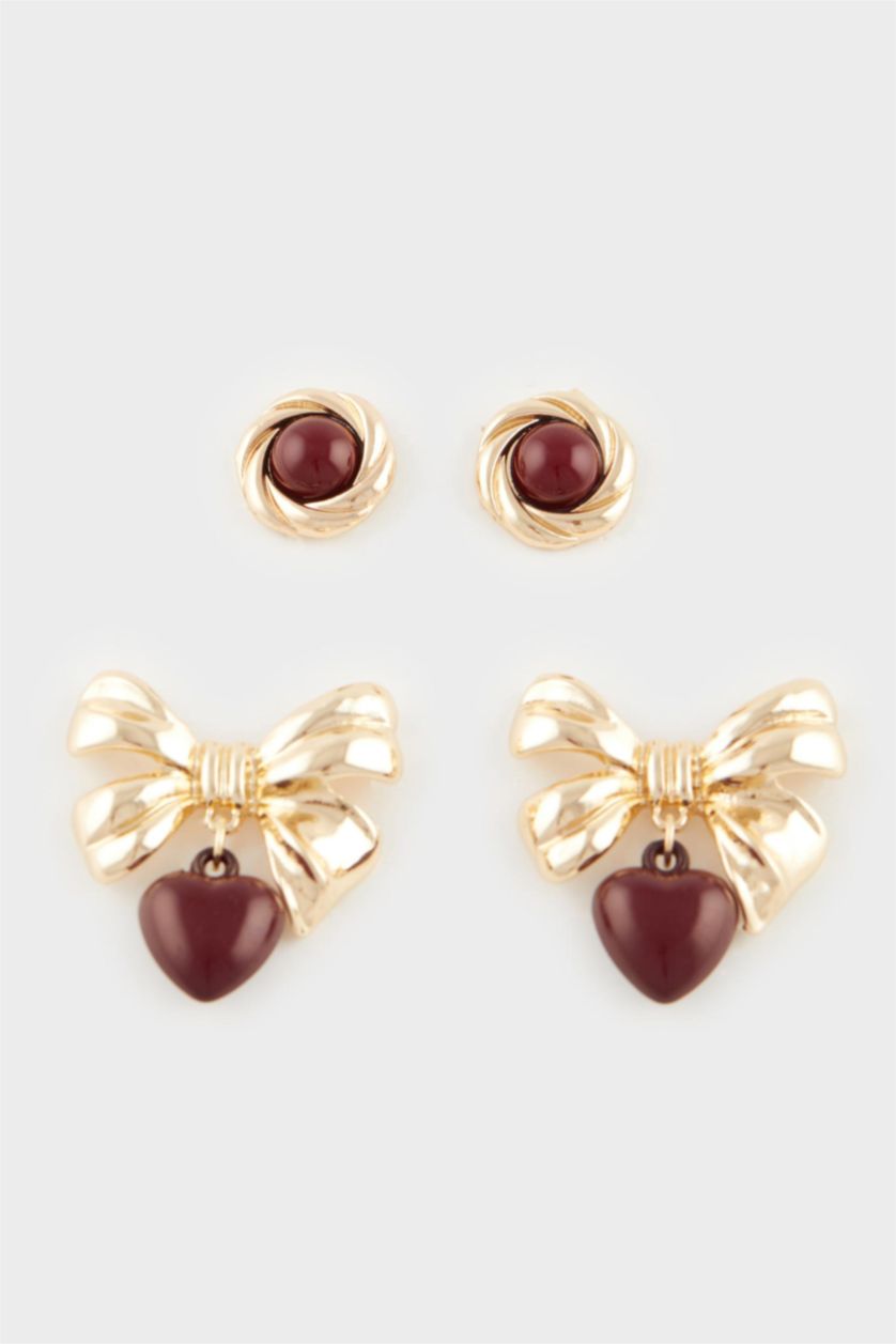 Woman Altın Woman 2 Piece Heart Earrings
