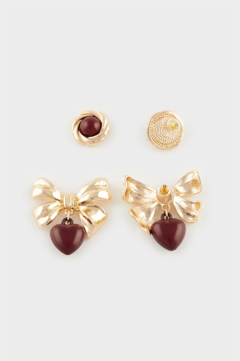 Woman Altın Woman 2 Piece Heart Earrings