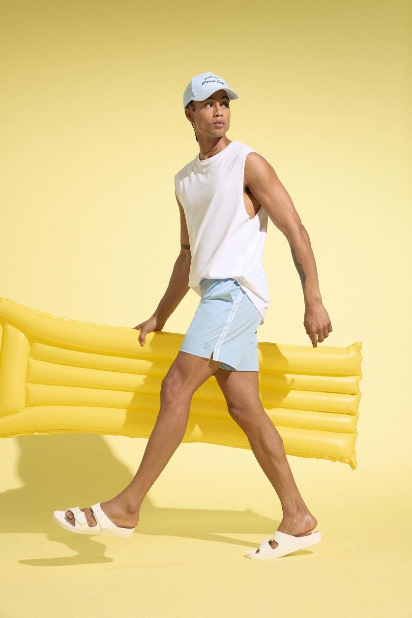 Man Light Blue DeFactoFit Flexible Textured Swim Shorts