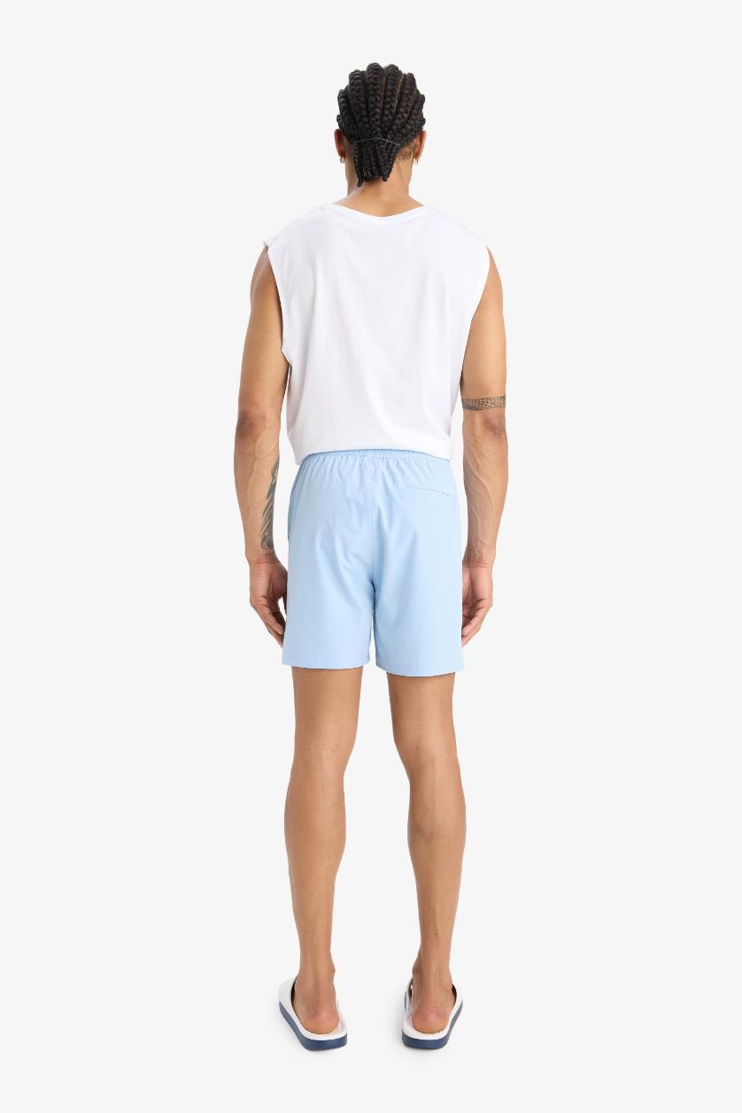 Man Light Blue DeFactoFit Flexible Textured Swim Shorts