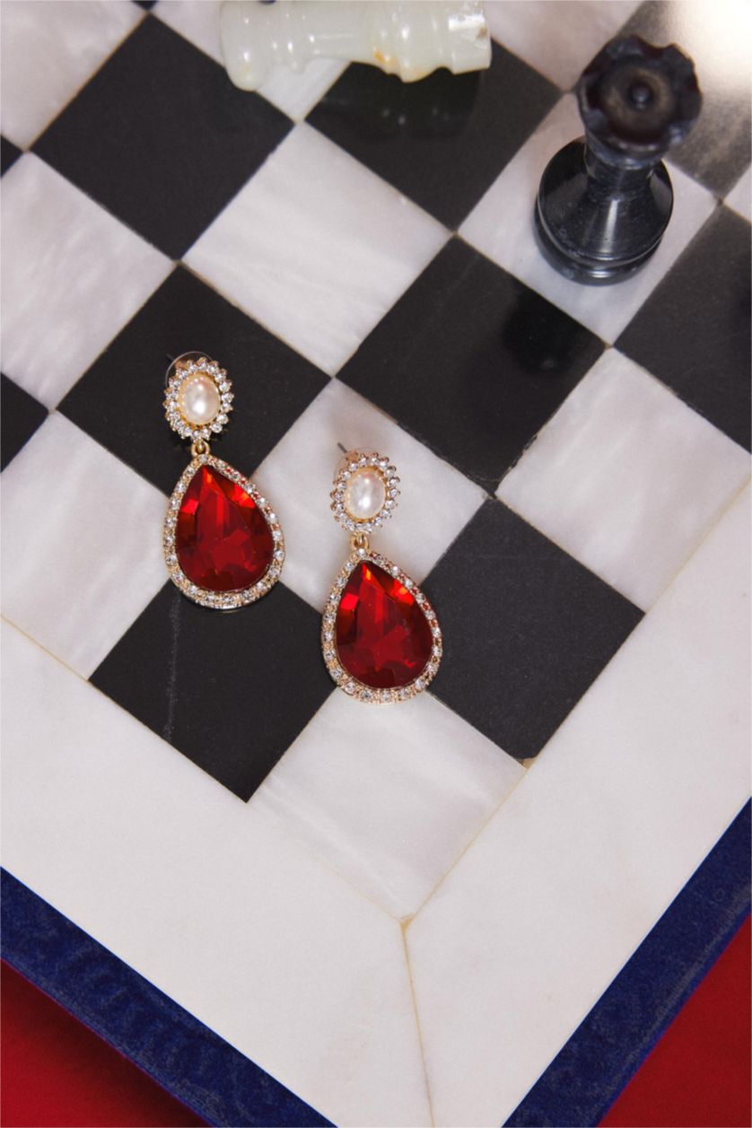 حريمي MIXED حلق حريمي احمر بأحجار