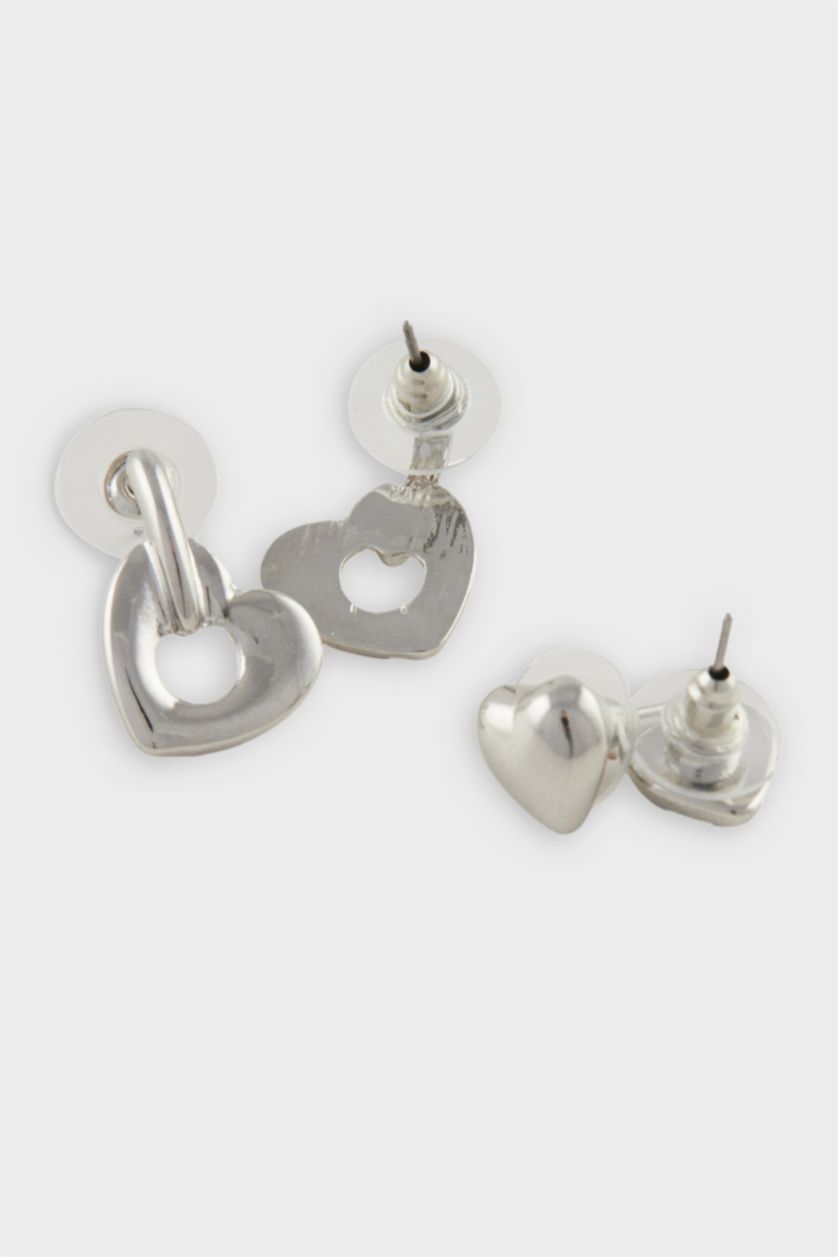 Women Gümüş Woman 6 Piece Heart Silver Earrings