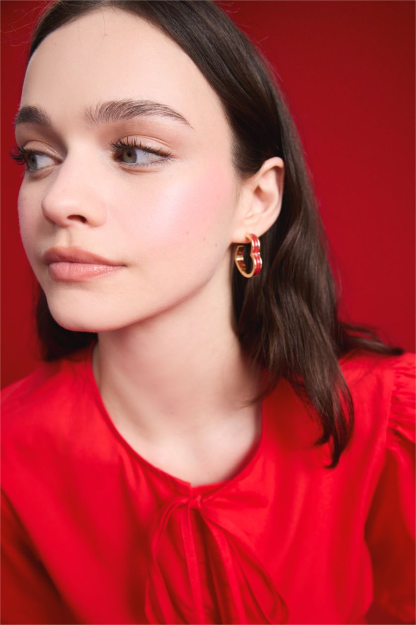 Kadın Kırmızı Kadın 2'li Kalpli Küpe