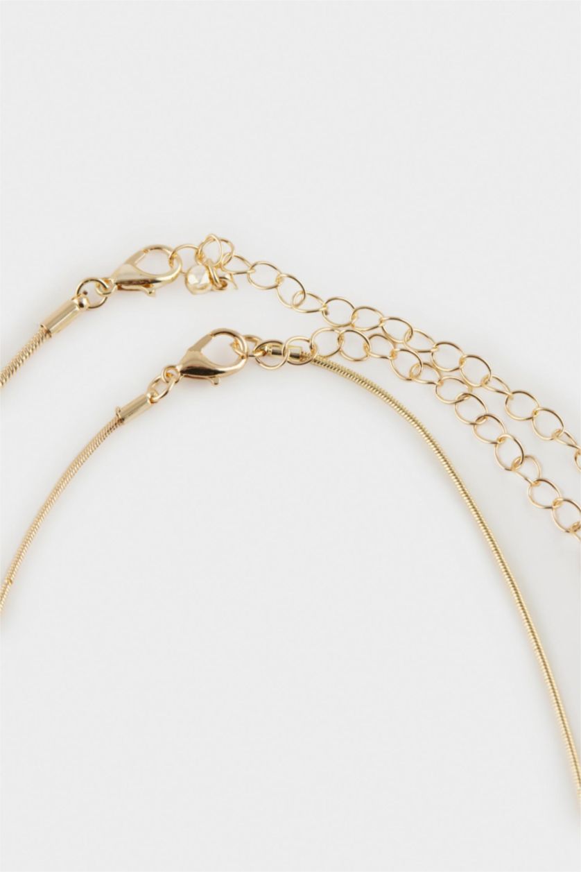 Kadın Altın Kadın 2'li Kalpli Kolye