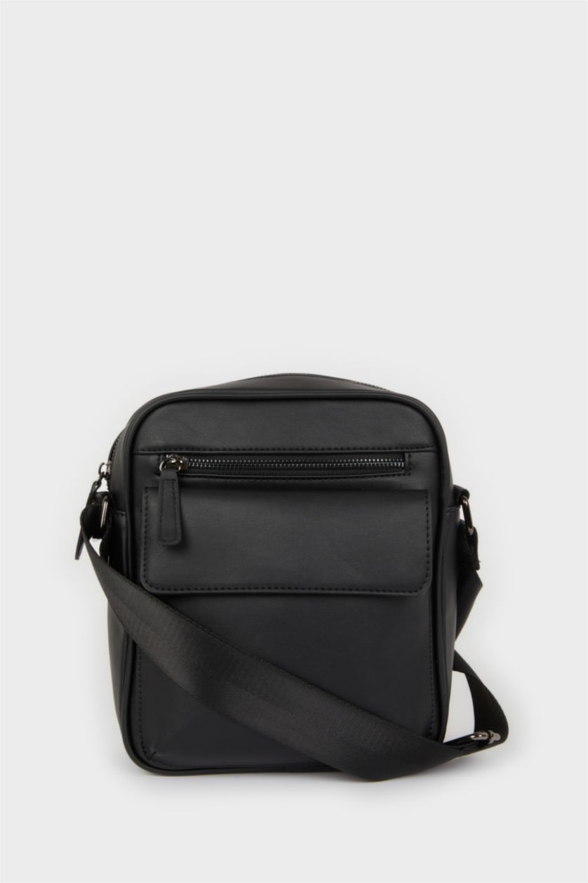 Мужчины Черный Мужская искусственная кожаная сумка через плечо