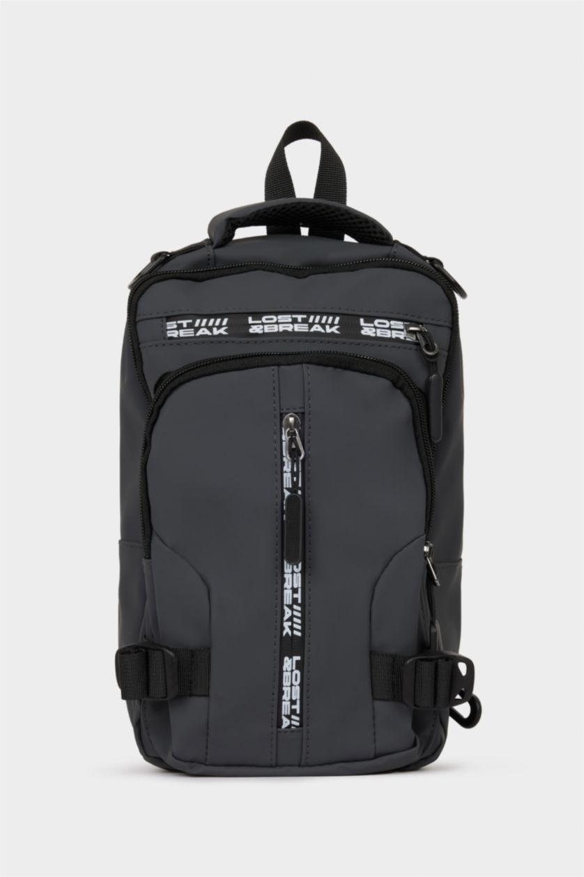 HOMME Gris Sac à bandoulière en similicuir pour homme