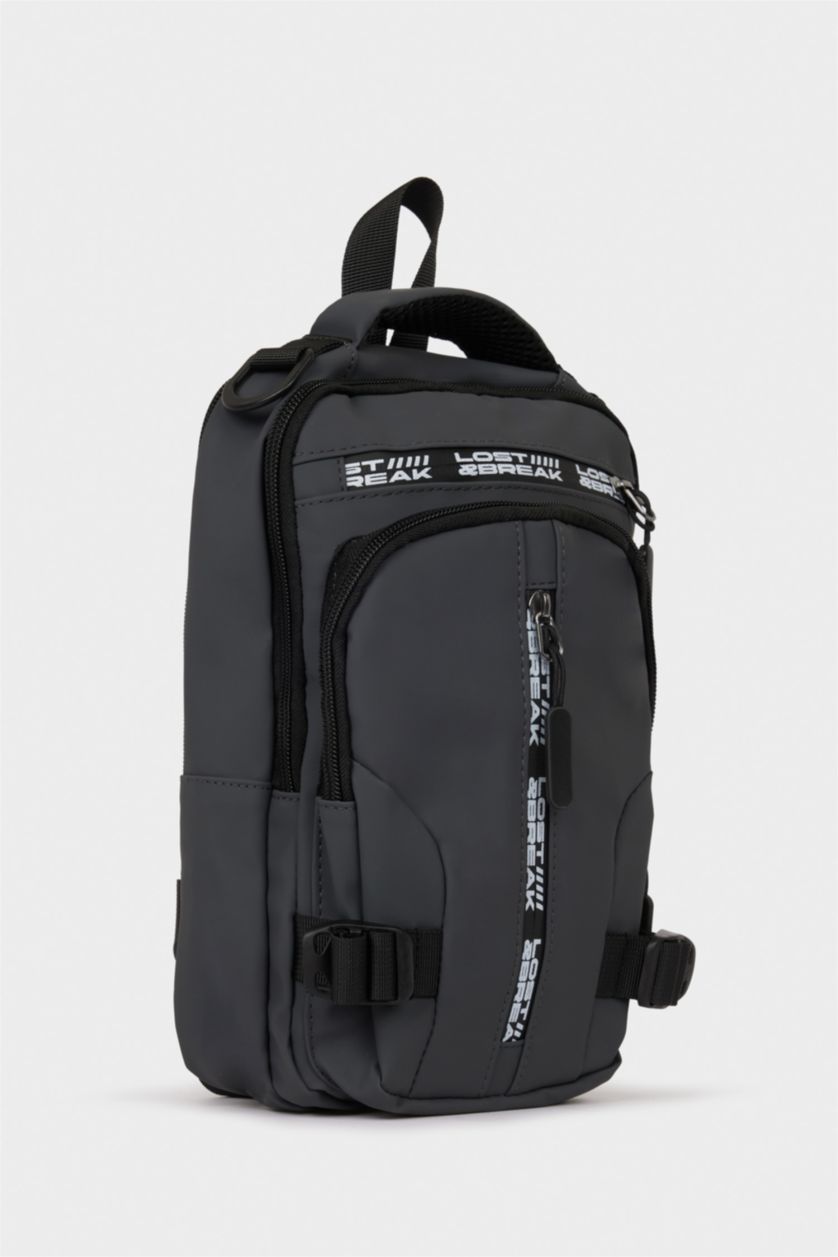 HOMME Gris Sac à bandoulière en similicuir pour homme