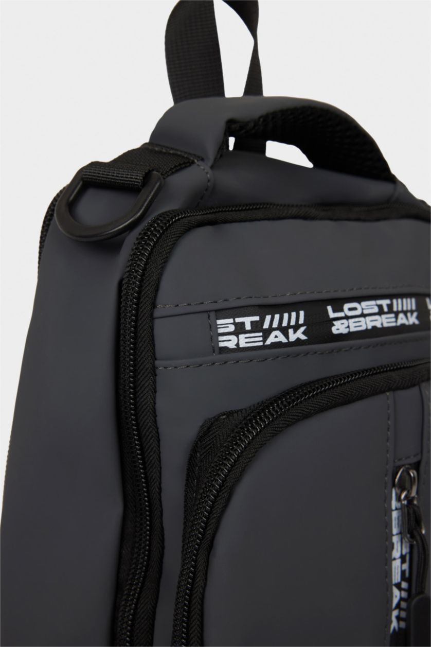 HOMME Gris Sac à bandoulière en similicuir pour homme