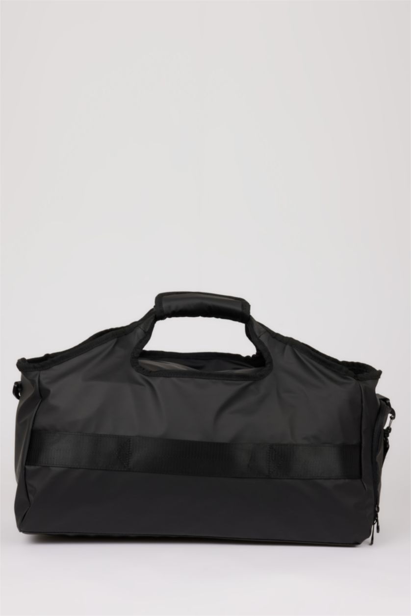 Man Black Faux Leather Sports And Travel Bag