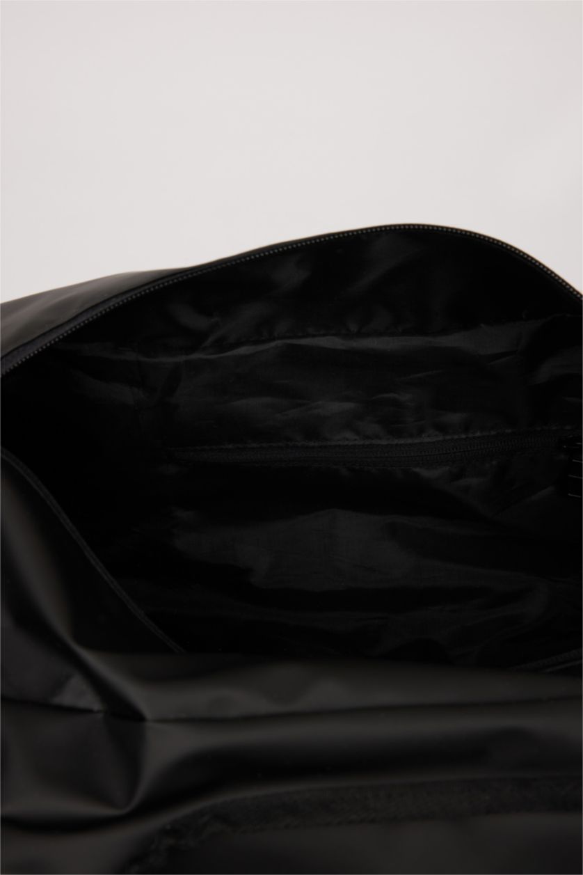 Man Black Faux Leather Sports And Travel Bag