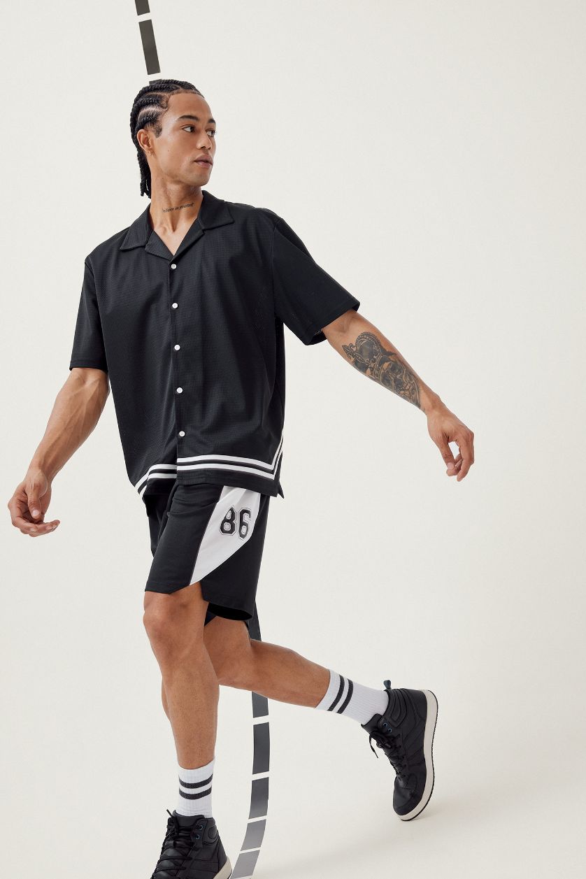 Erkek Siyah Hızlı Kuruyan Oversize Geniş Kalıp Bisiklet Yaka Sırt Baskılı Sporcu Kısa Kollu Tişört