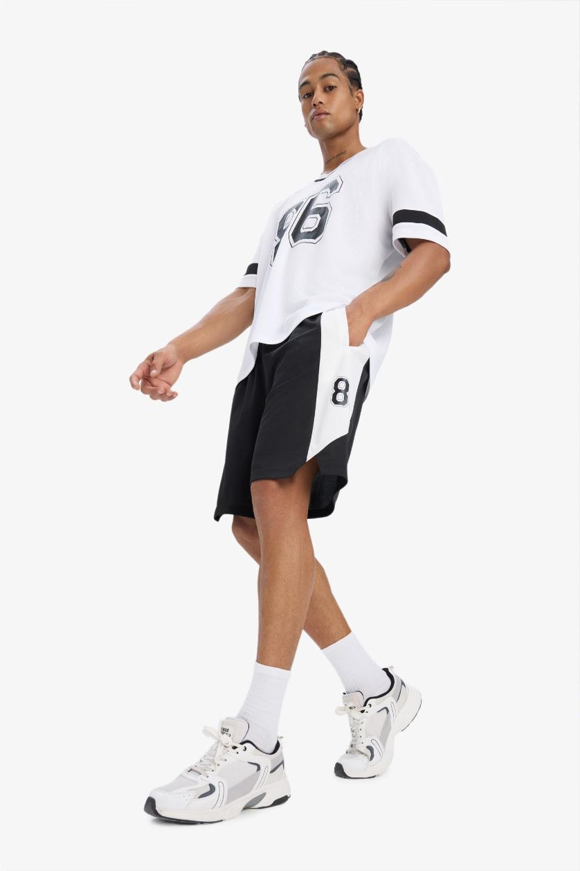 Erkek Siyah Hızlı Kuruyan Standart Fit Sporcu Kısa Paça Şort